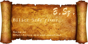Bilicz Szíriusz névjegykártya